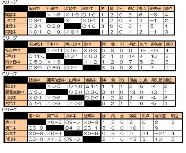 2007年度 岐阜県中学生サッカー新人リーグ 地域リーグ