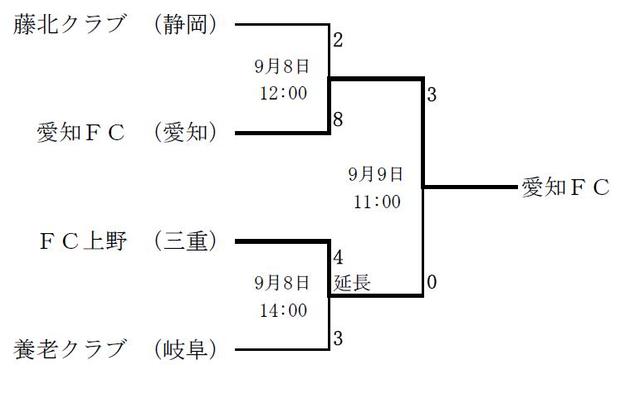 第14回全国クラブチームサッカー選手権東海地域大会結果