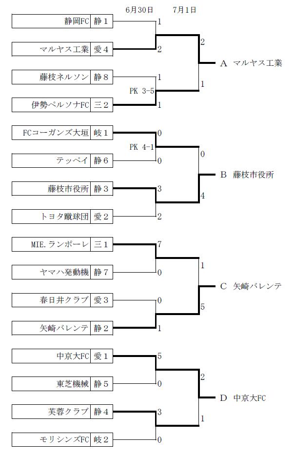 第43回全国社会人サッカー選手権東海地域大会結果